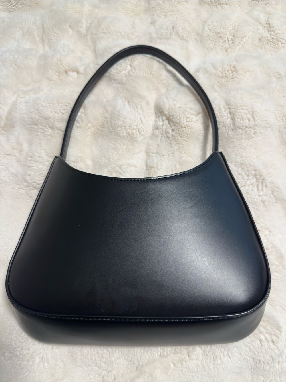 Classic Black Faux Leather Shoulder Bag - Timeless Minimalist Style